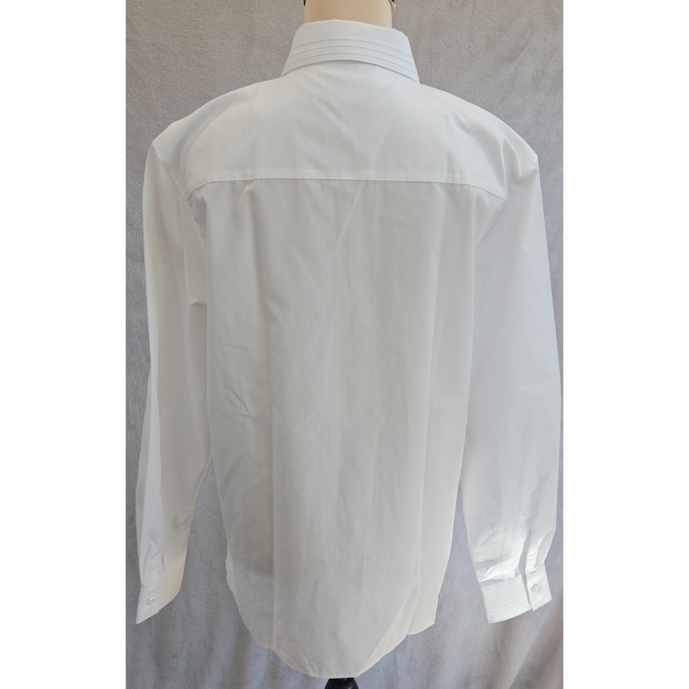 VTG Foxcroft Tuxedo Blouse Size 10 Pin Tuck Pleated Button Down Deadstock Y2K - Picture 3 of 5